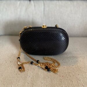 Vintage St John oval clutch evening bag with embellished strap. made in Italy